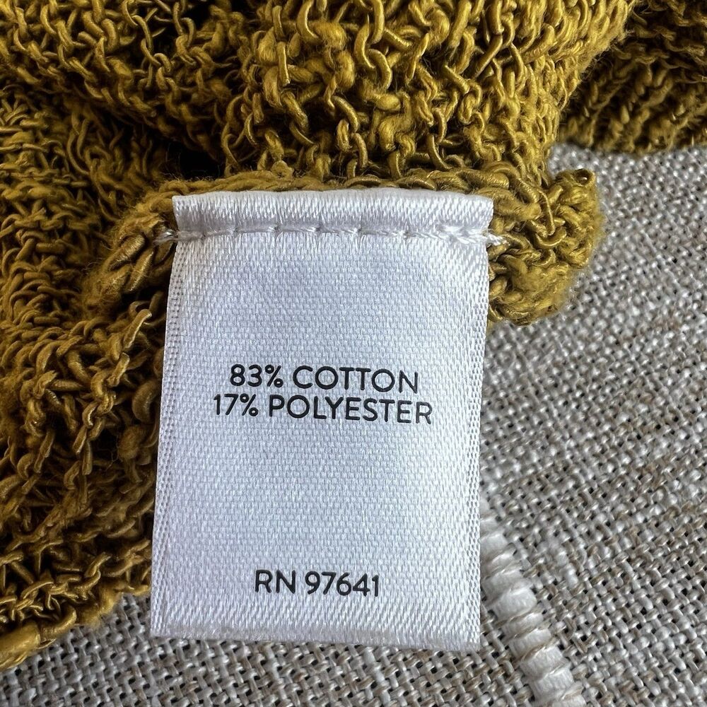 J. Jill Gilded Coin Mustard Yellow Open Knit Sweater Women’s M Petite - Picture 6 of 11